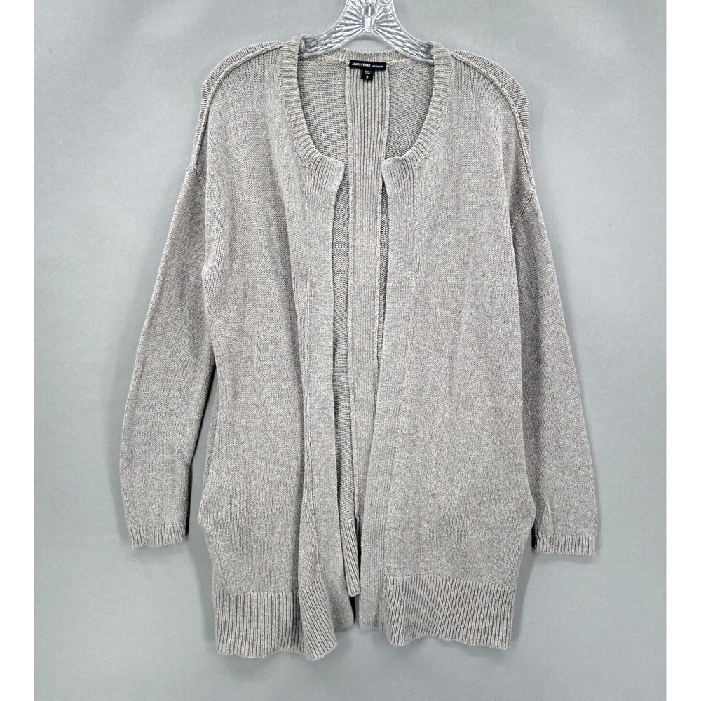 James Perse Sweater Cardigan Womens 0 XS Gray Grey Drop Shoulder Knit Open Front